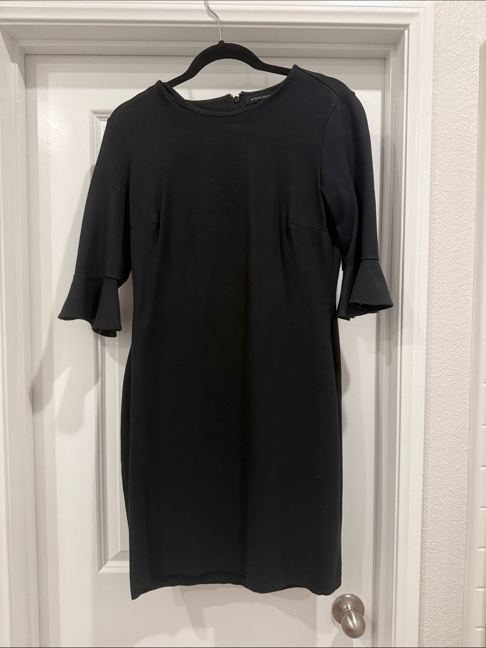 Banana Republic Black Midi Dress with Ruffle Sleeves